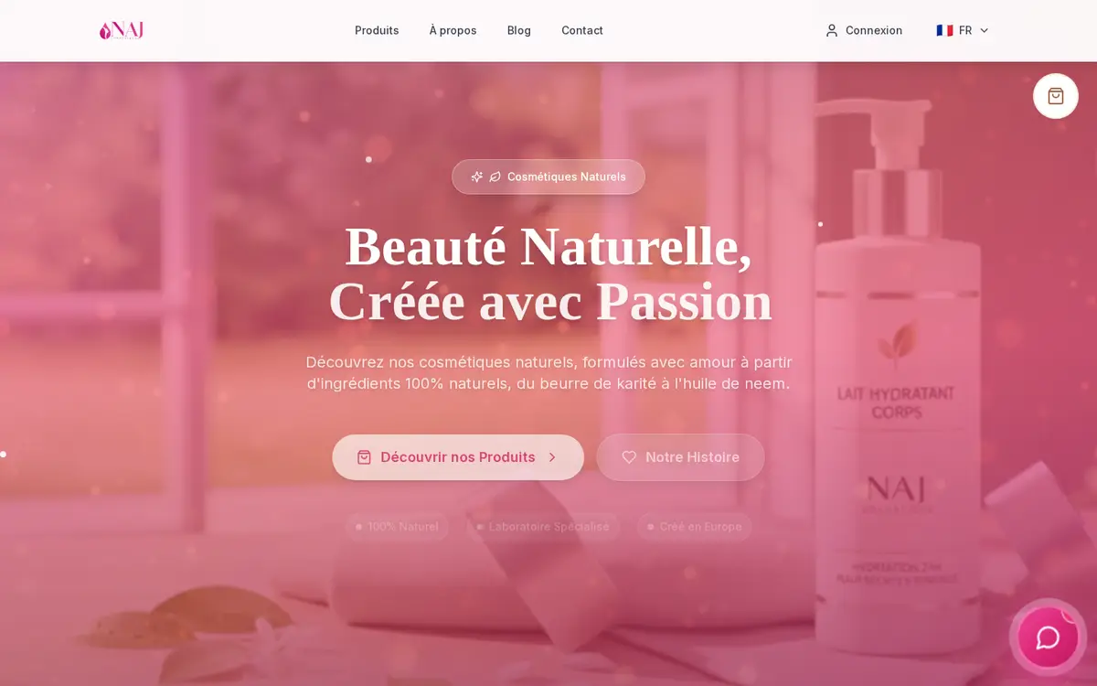 Screenshot of the Naj Cosmétique website