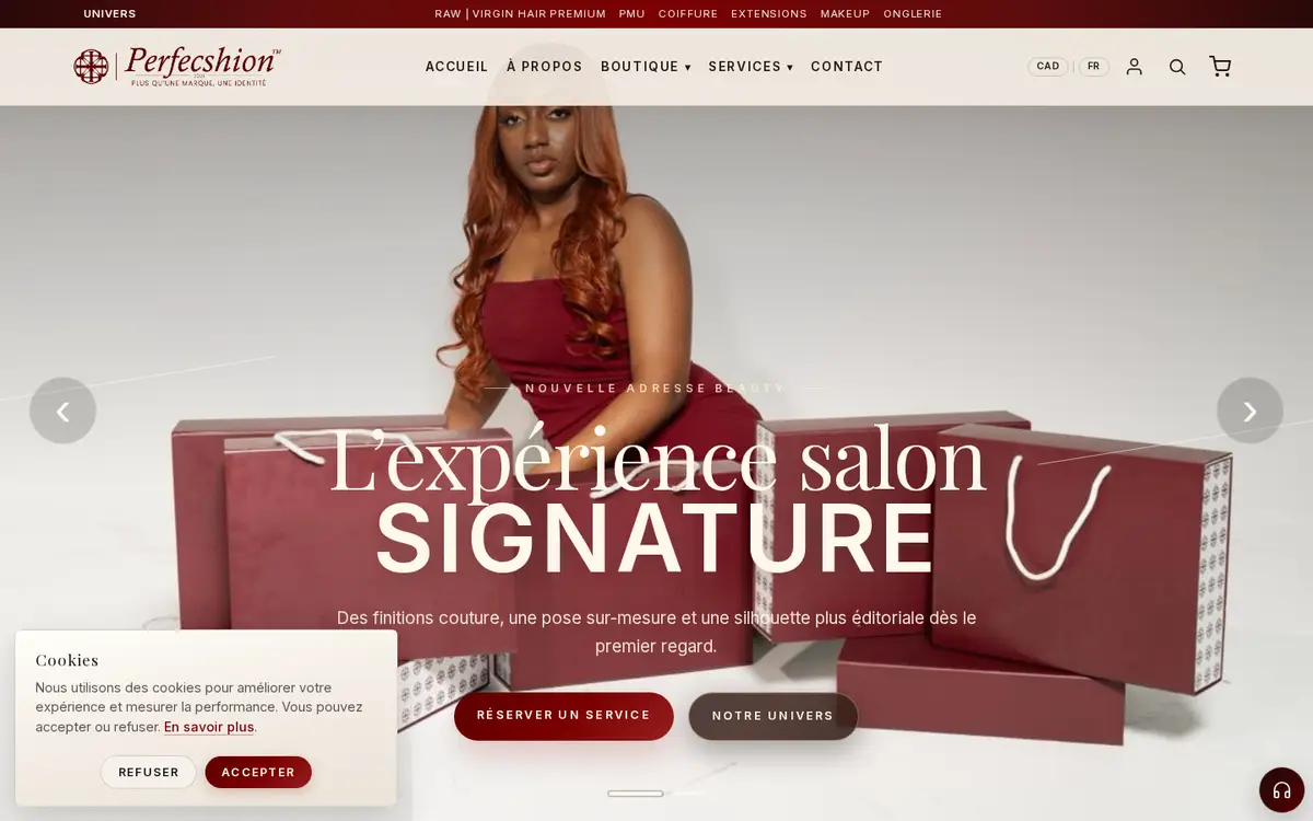 Screenshot of the Perfecshion website
